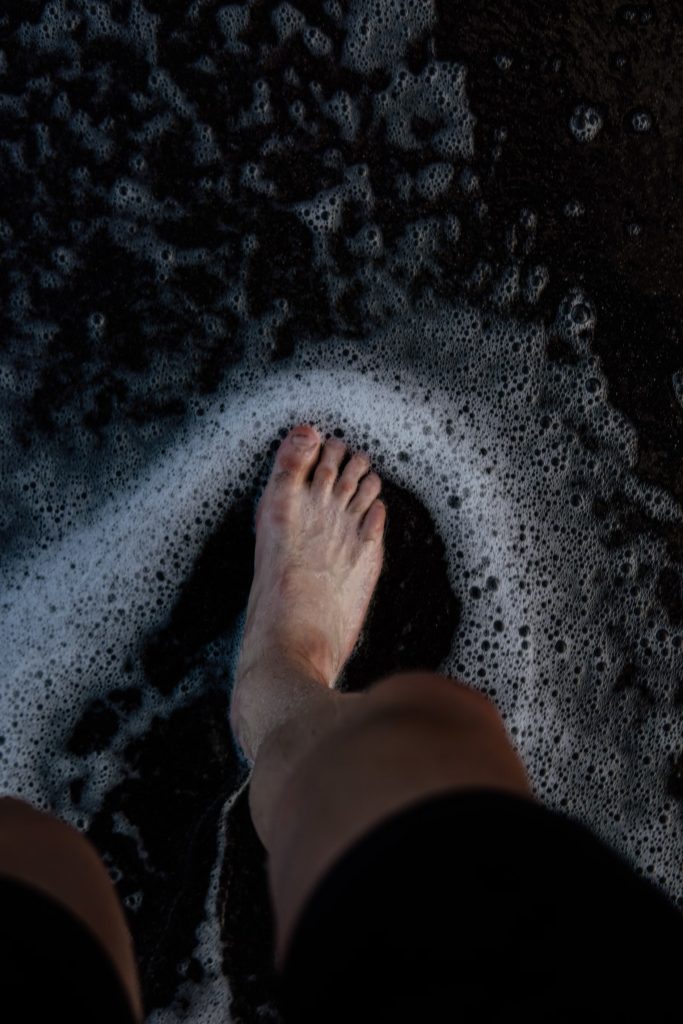Red toenails affected by swimmer's toe